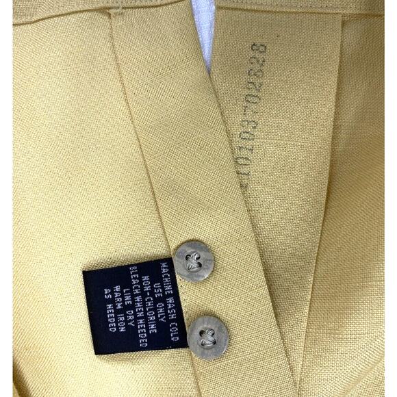 Vtg J Ferrar Shirt Men Medium Butter Yellow Linen Blend Rockabilly Hong Kong NOS - Picture 8 of 9